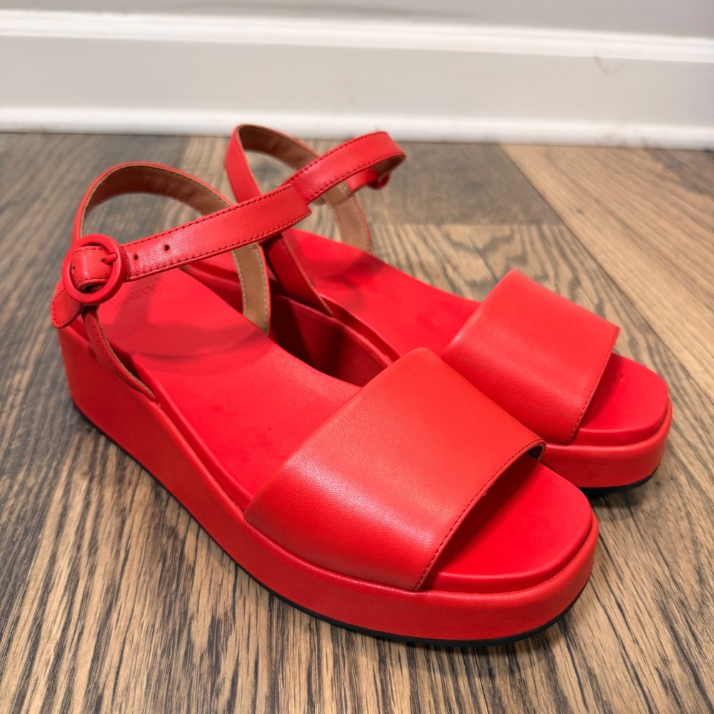 Camper Misia Red Leather Flatform Platform Sandals EU38/US7.5 Style K200564-030